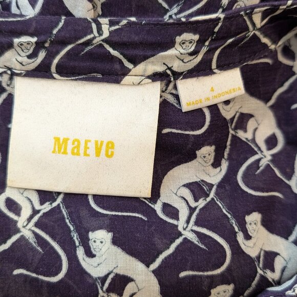 Anthropologie Cotton Button-Up Purple Patterned Blouse - Picture 7 of 8